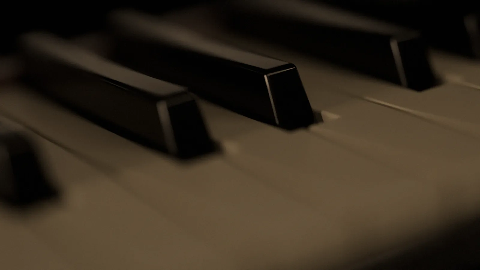 Close view of ivory and black piano keys